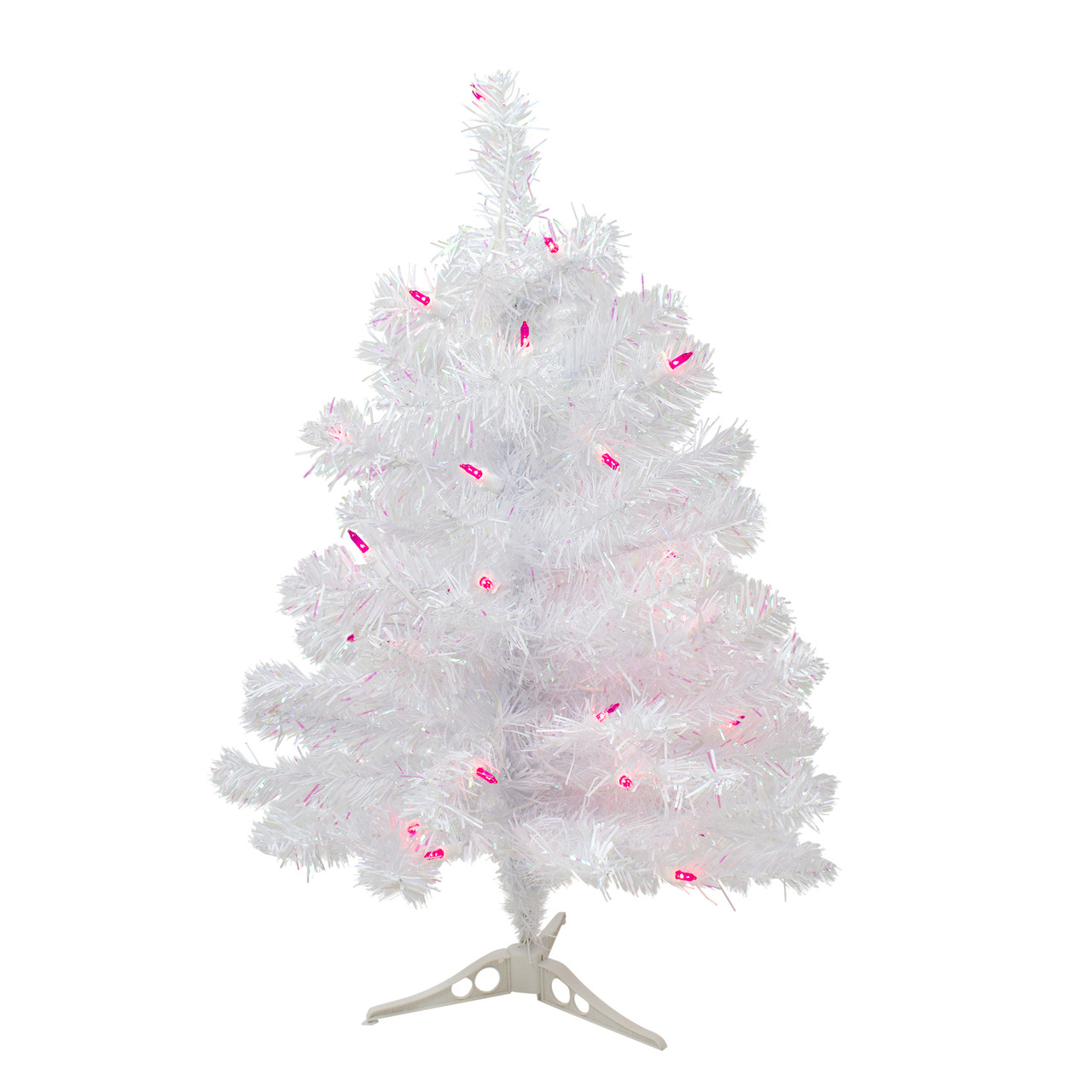 2 Pre Lit White Iridescent Pine Artificial Christmas Tree Pink Lights Christmas Central