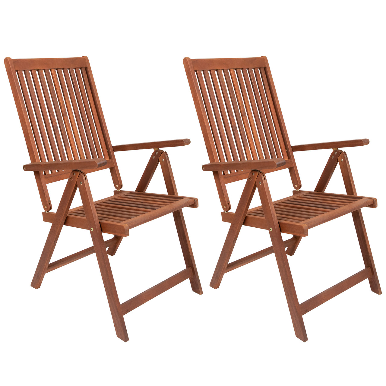 Set of 2 Brown Acacia Folding Chairs Outdoor Patio Furniture 42