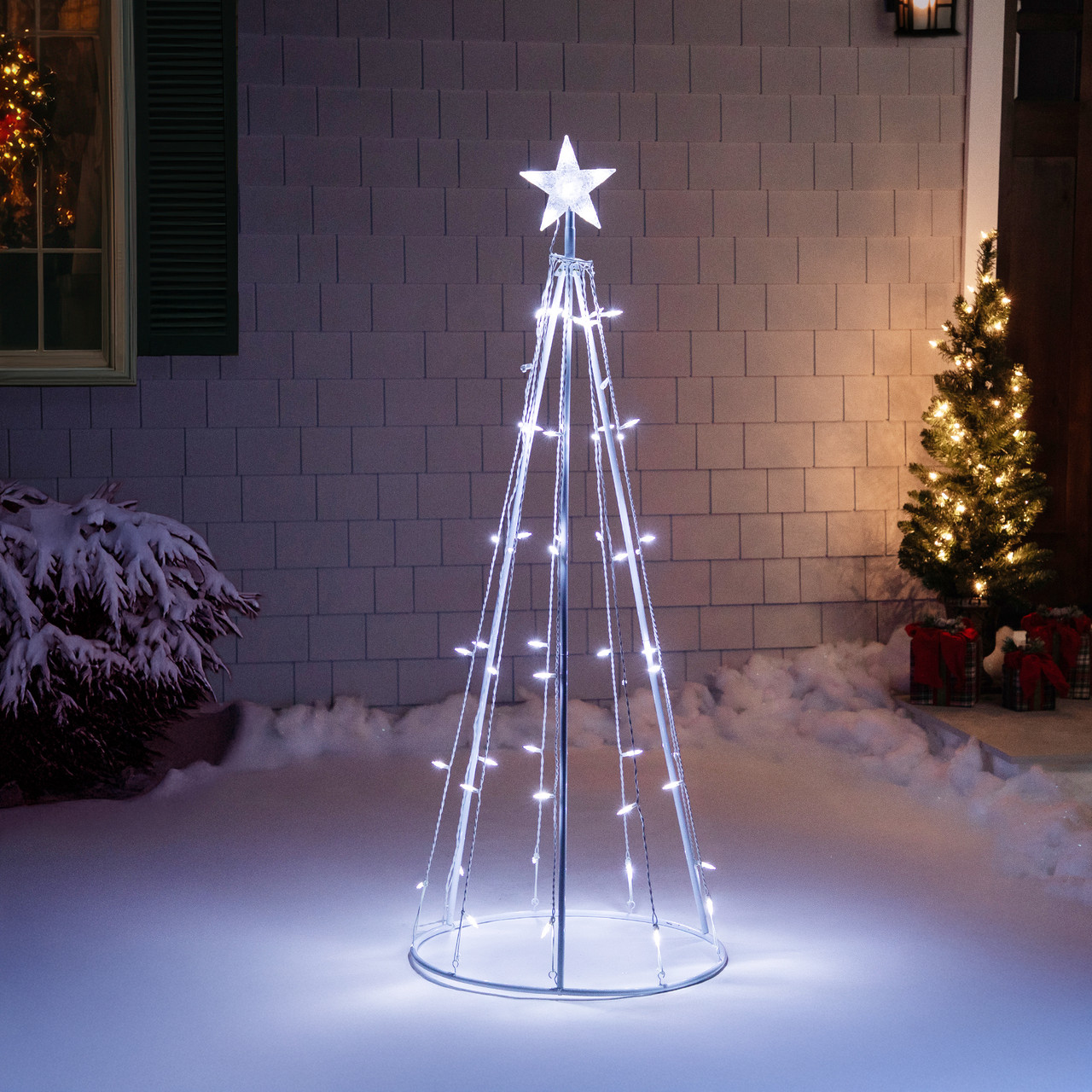 LED Lighted Cone Tree Outdoor Christmas Decoration - 5' - Pure White ...