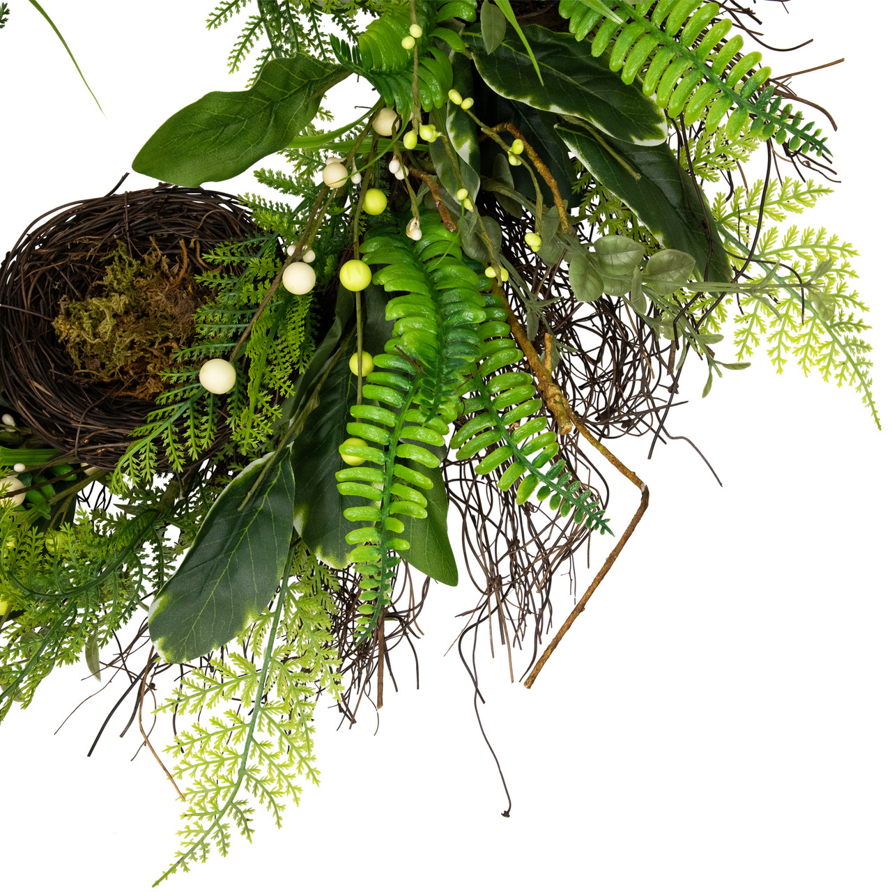 Bird's Nest in Mixed Foliage Artificial Spring Wreath - Thumbnail 4