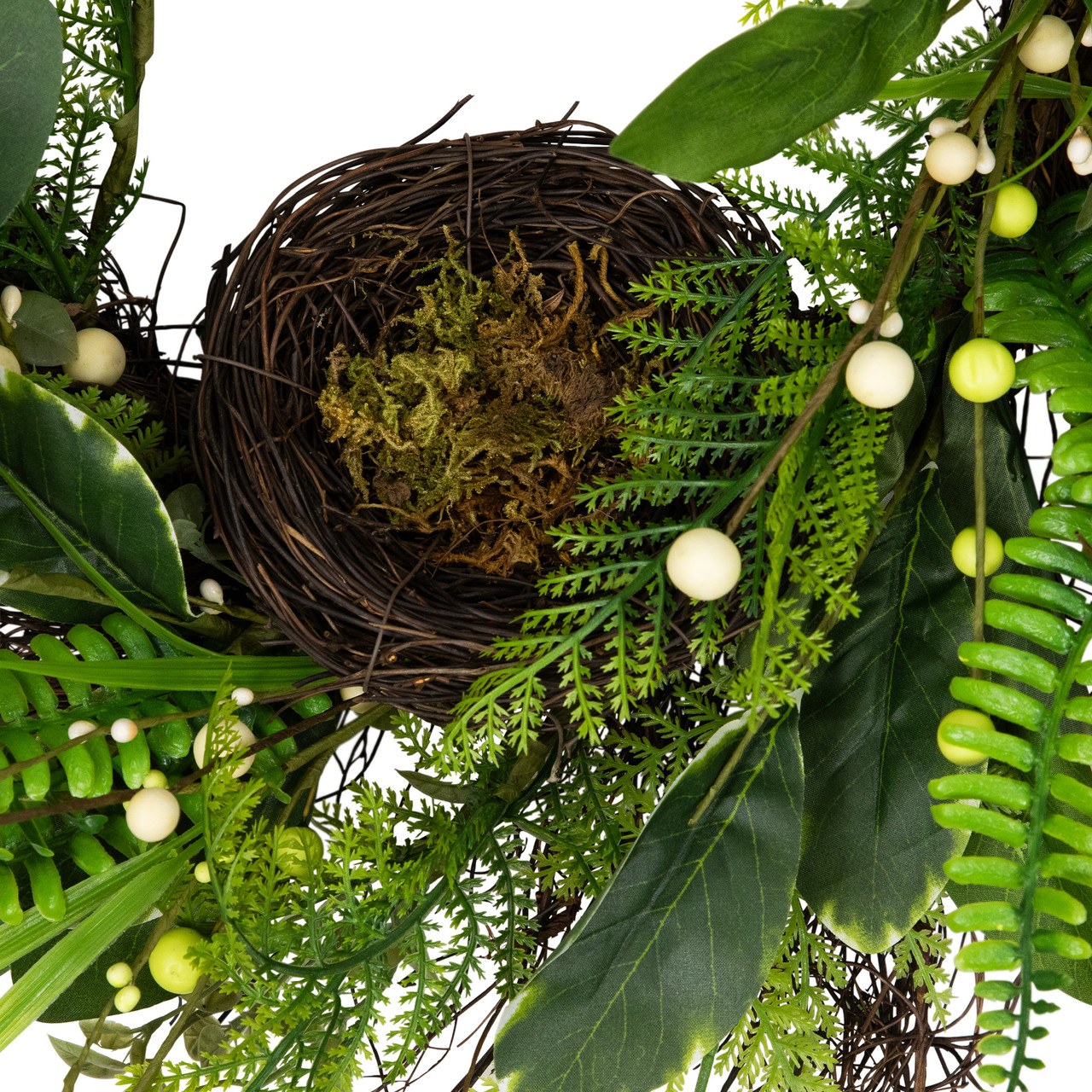 Bird's Nest in Mixed Foliage Artificial Spring Wreath - Thumbnail 2