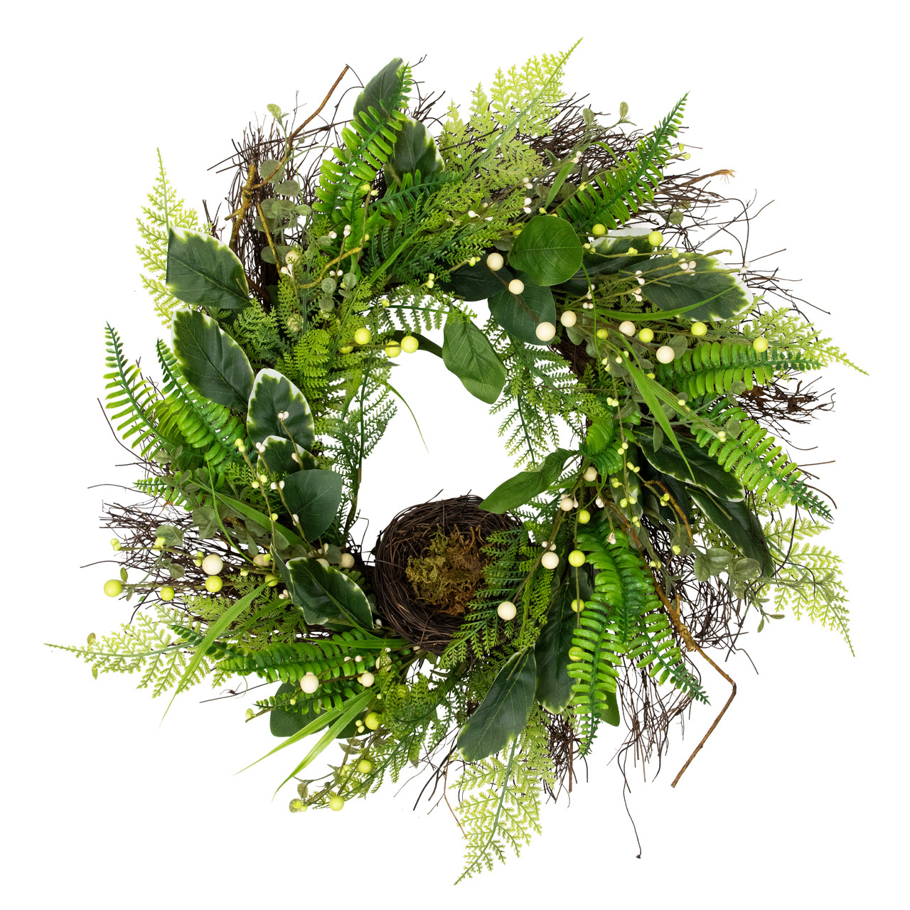 Bird's Nest in Mixed Foliage Artificial Spring Wreath