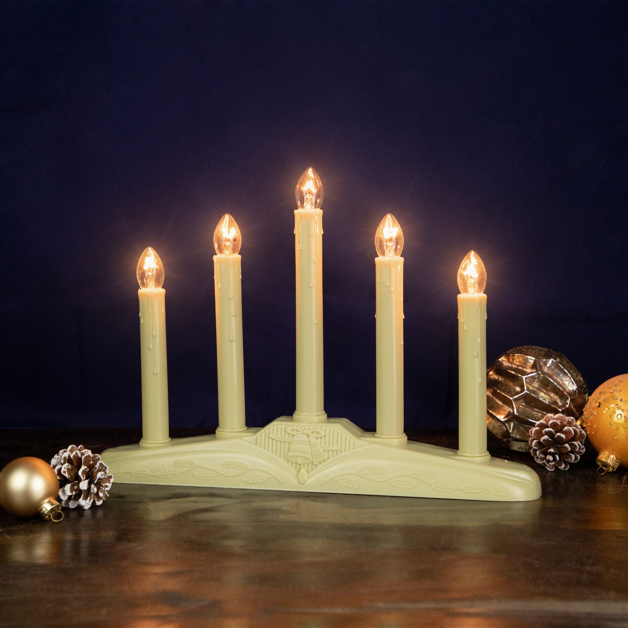 5-Light Christmas Candolier Candle Lamp with Bell Base - 14.5 ...