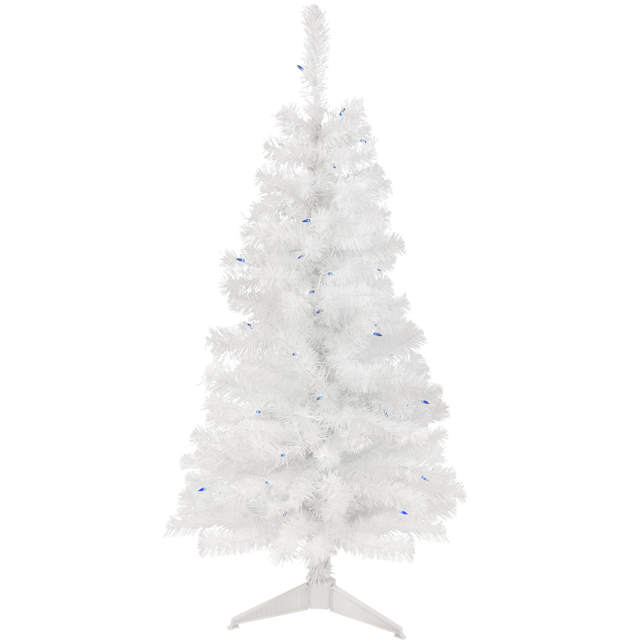 4 Pre Lit White Pine Slim Artificial Christmas Tree Blue Lights Christmas Central