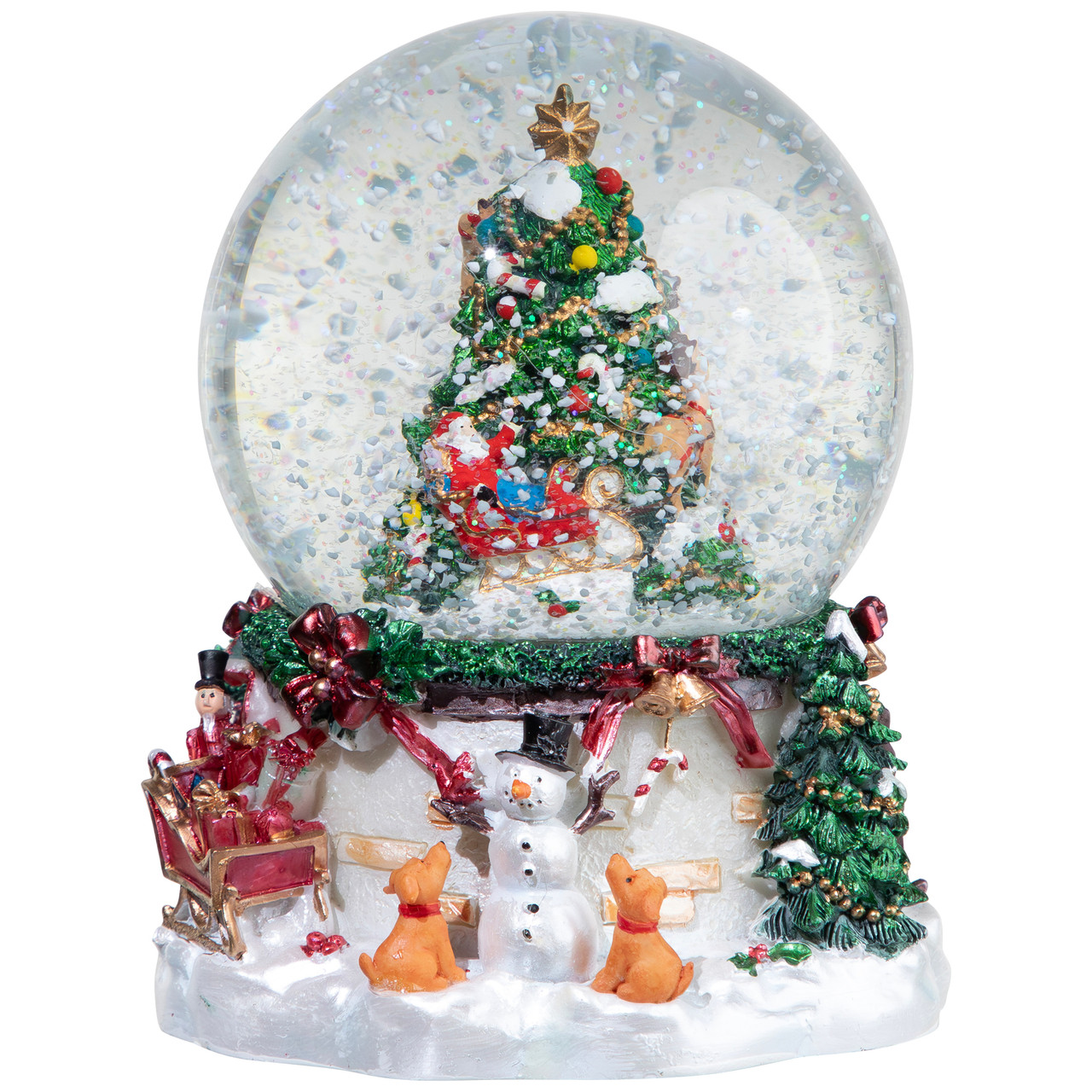 Musical Christmas Tree & Santa Claus Snow Globe - 6.75" | Christmas Central