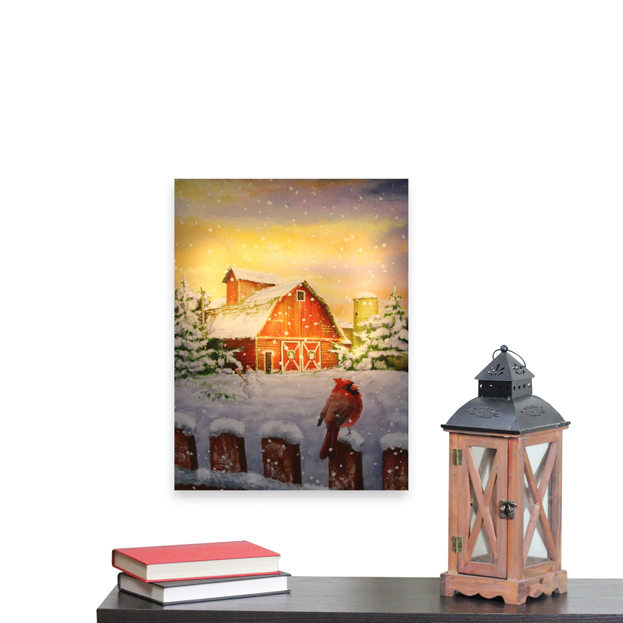 Led Back Lit Snowy Sunset Barn Scene Christmas Wall Art 15 75 X