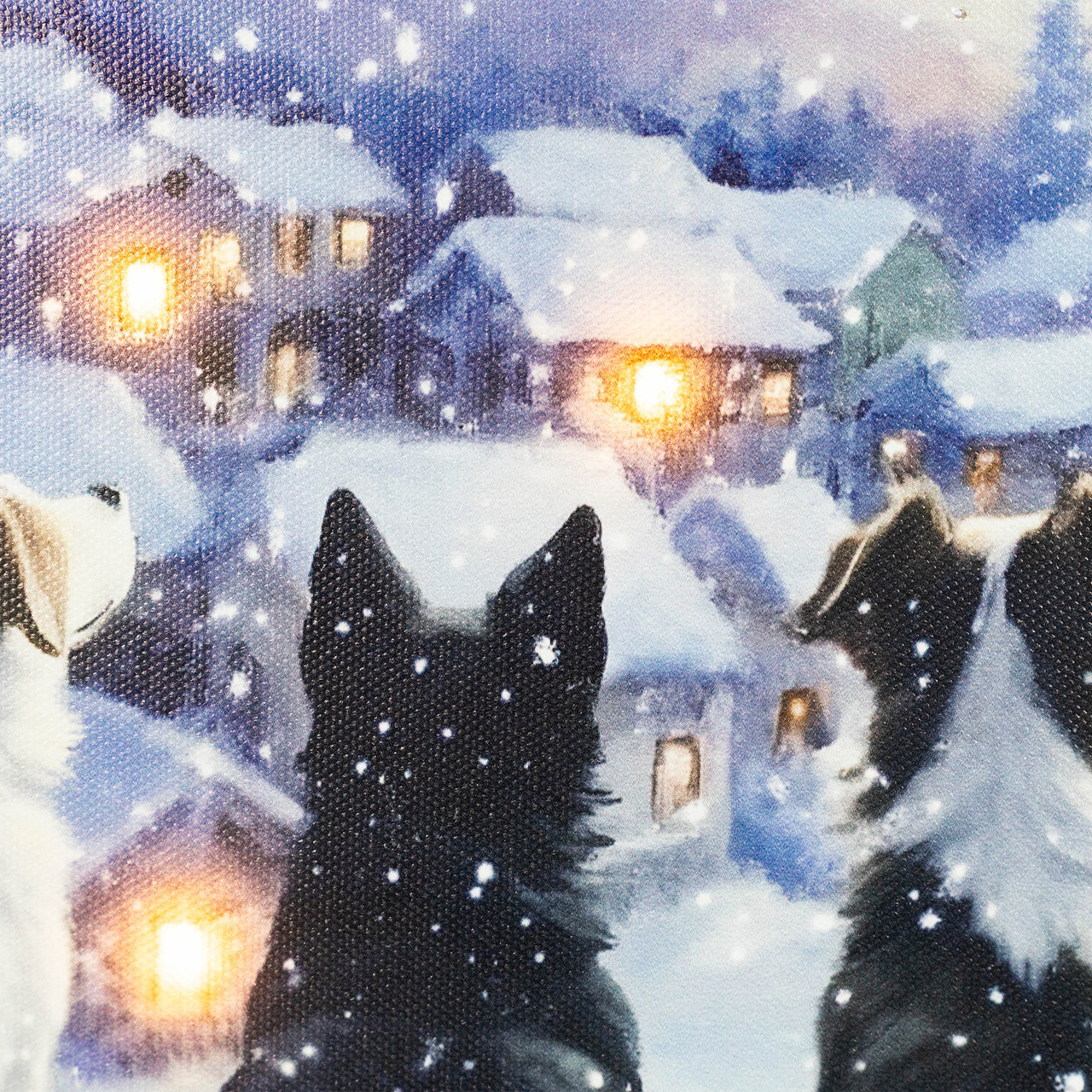 LED Lighted Dogs & Santa's Sleigh Christmas Canvas Wall Art - 12