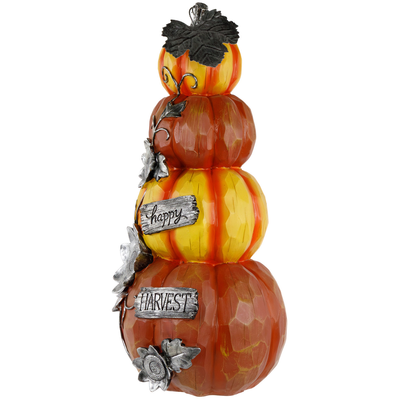 18.25” Stacked Pumpkins 'Happy Harvest' Fall Outdoor Decoration ...