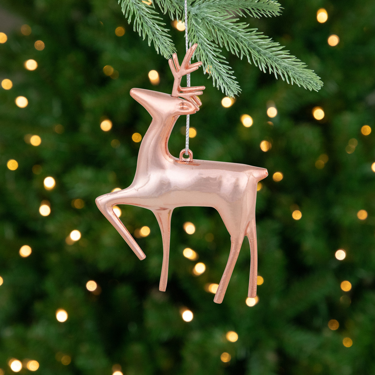 4.75" Shiny Rose Gold Reindeer Christmas Tree Ornament Christmas Central