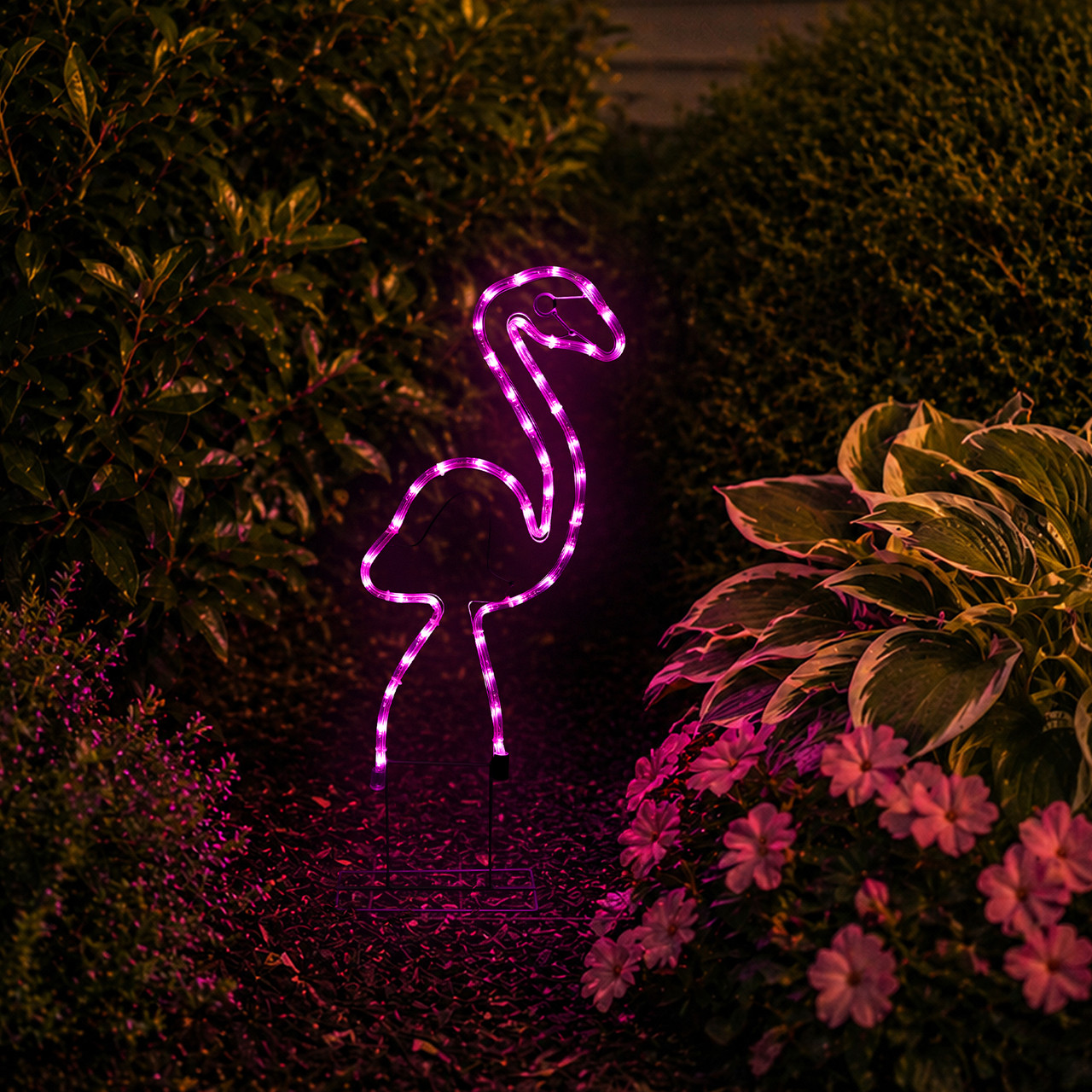 LED Rope Lighted Flamingo Silhouette Outdoor Decoration - 24
