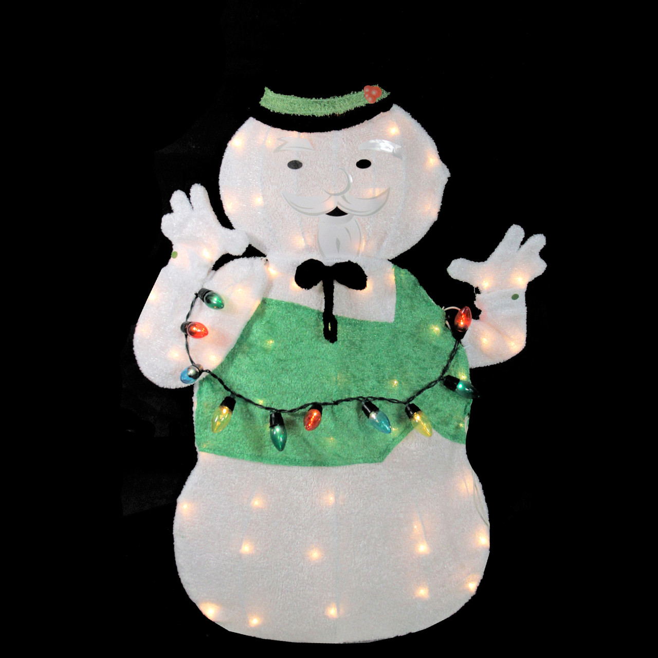 33 Lighted White Green Sam The Snowman Christmas Outdoor