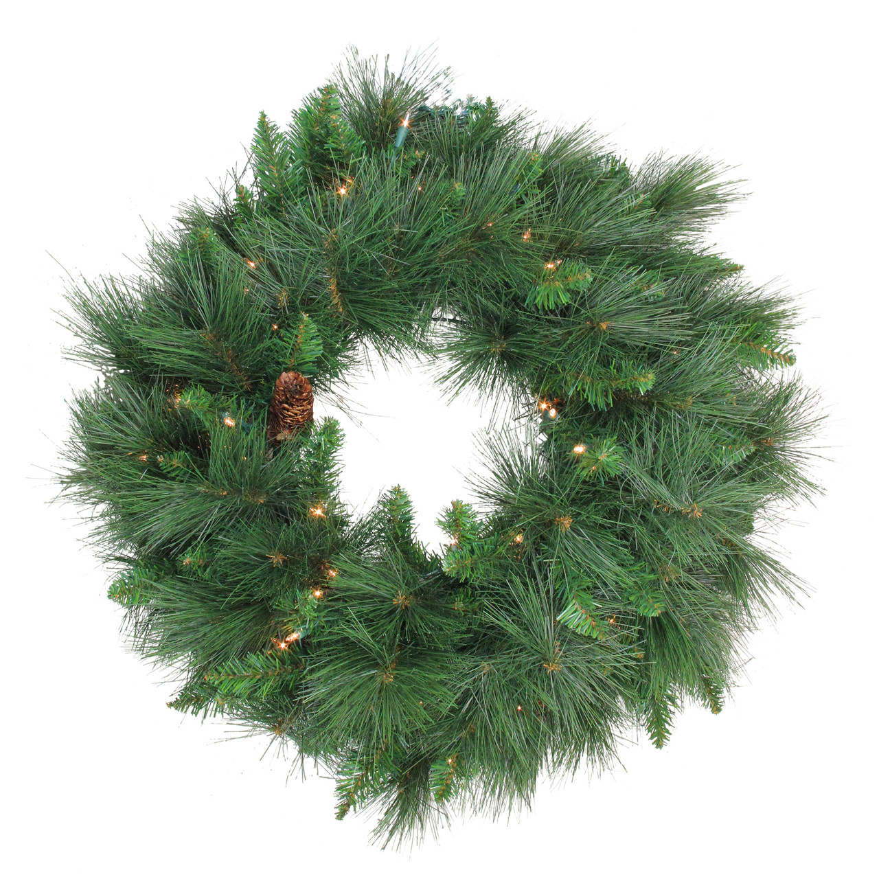 Pre Lit White Valley Pine Artificial Christmas Wreath 24 Clear