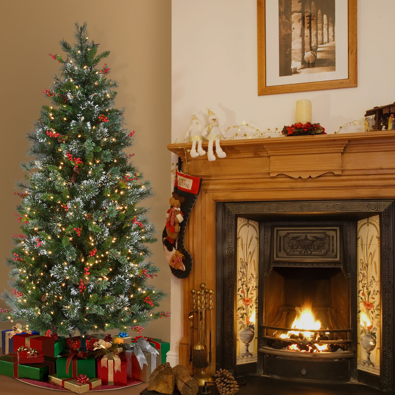 6.5’ Pre-Lit Wintry Pine Artificial Christmas Tree - Clear Lights ...