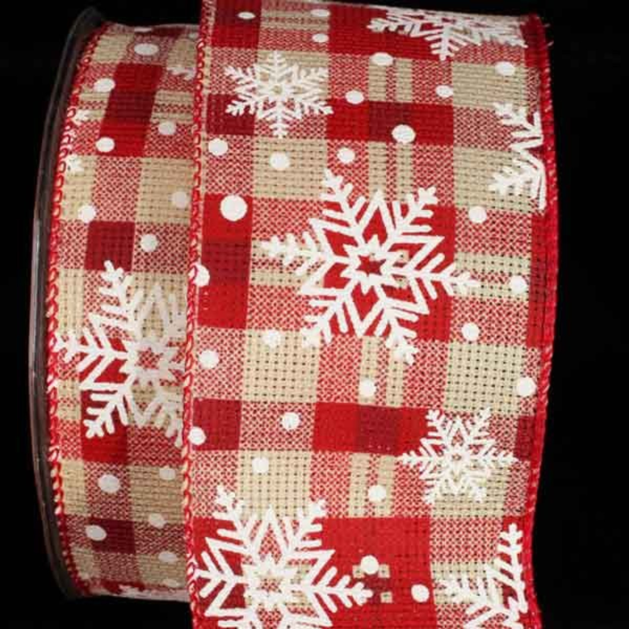 Hunter Green White - 1.5 inch x 10 Yards Snowflakes Ribbon