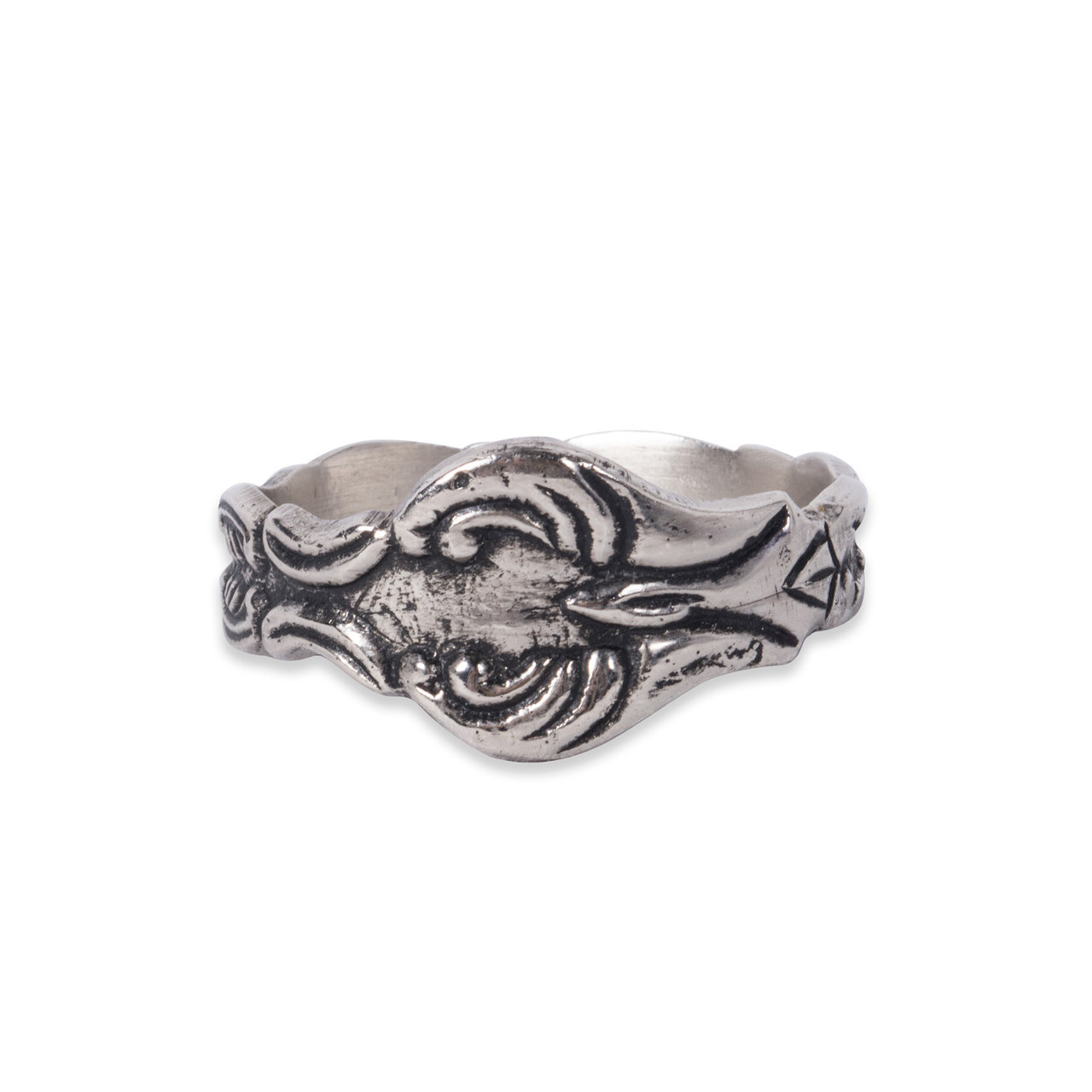 Set of 4 Silver Finish Scroll Embossed Napkin Rings 2.5