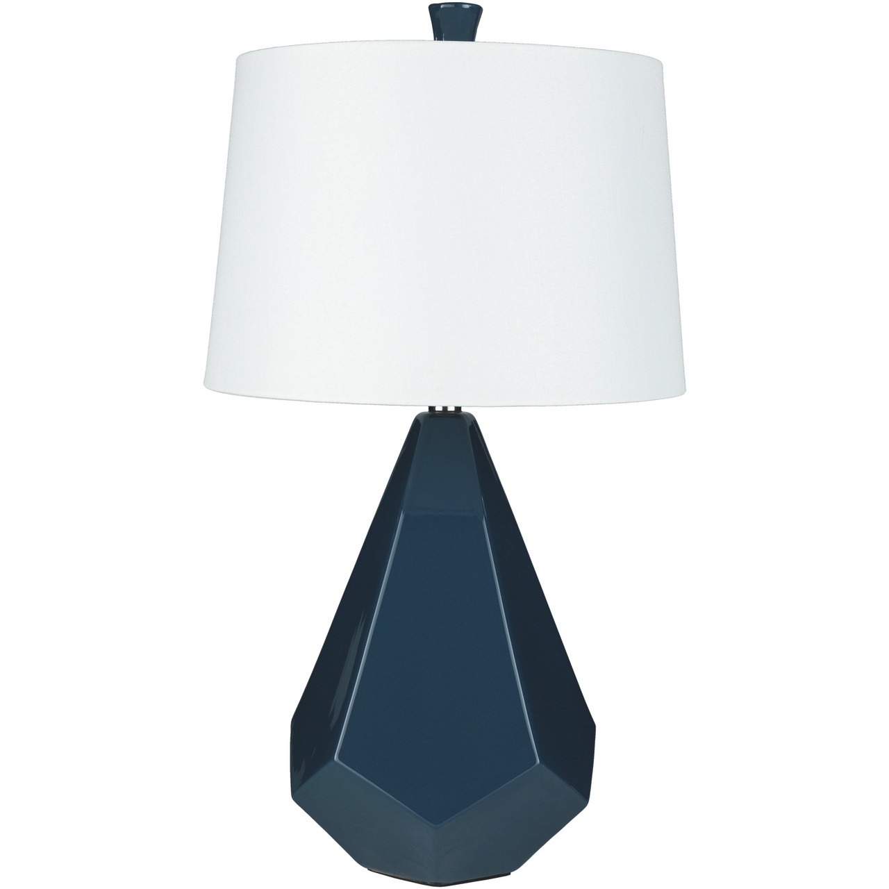 27 Navy Blue Glazed Ceramic Table Lamp With White Polyester Shade
