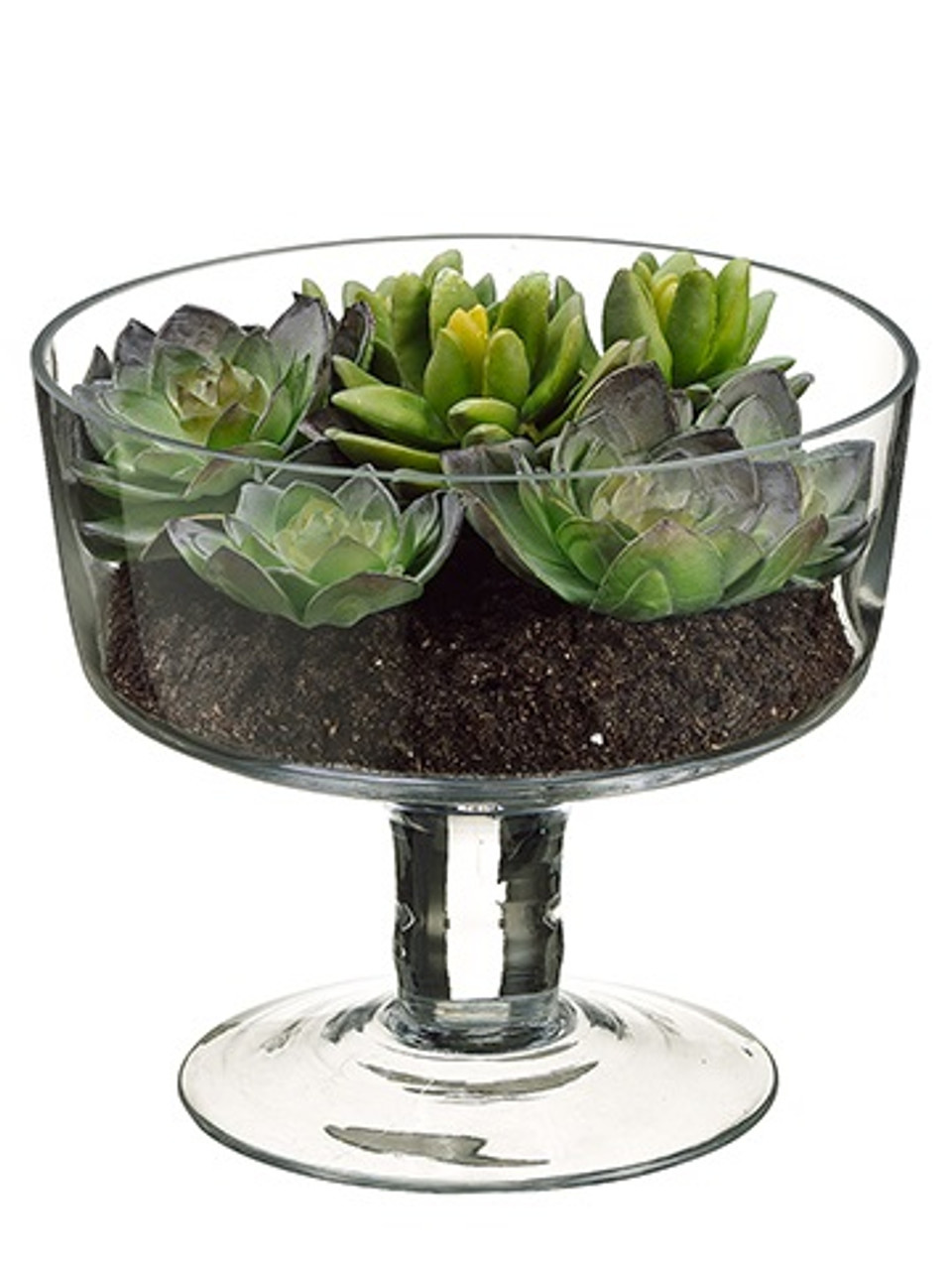 6 75 Artificial Spring Succulent Garden In Decorative Clear Glass