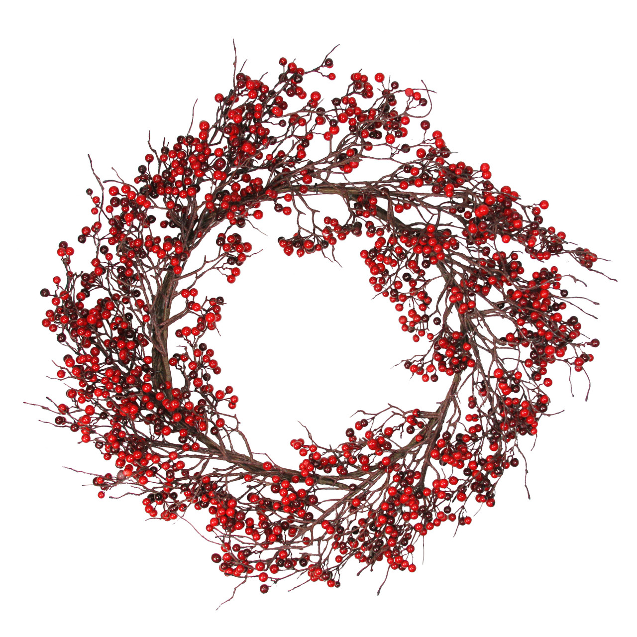 24 Red Berry Wreath Unlit