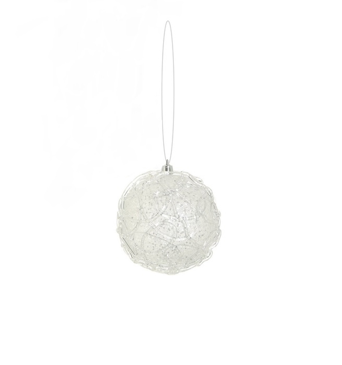 Glittered Clear & Silver Shatterproof Christmas Ball Ornament 4