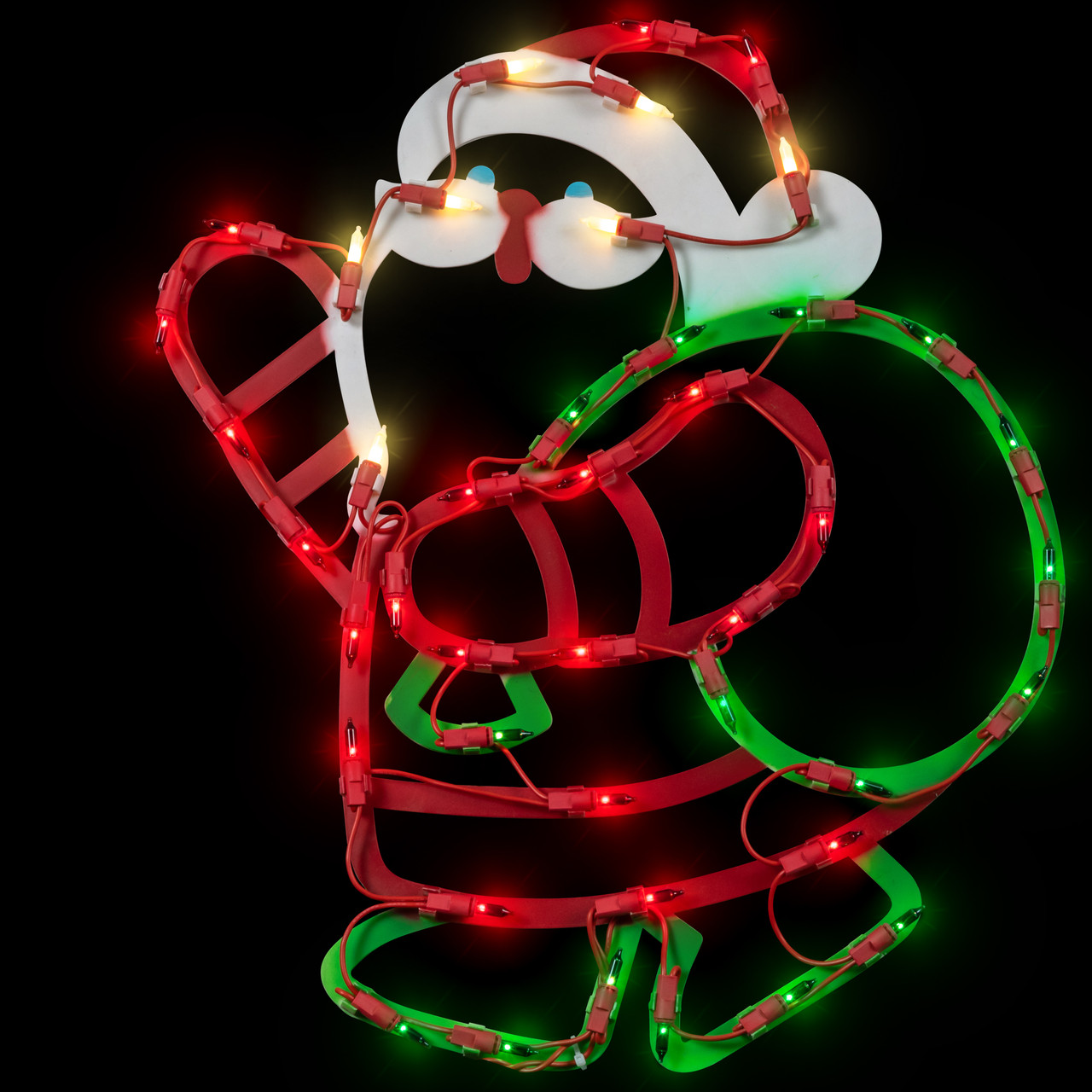 Lighted Santa Claus with Gift Sack Christmas Window Decoration
