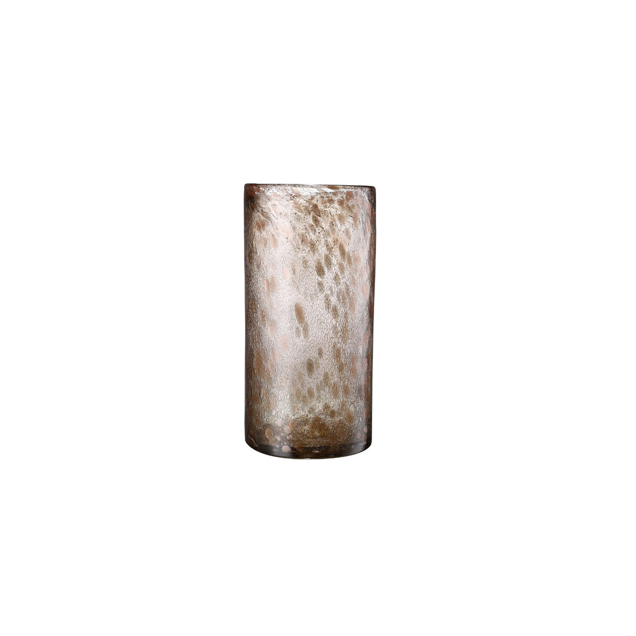 13 Brown Leopard Print Hurricane Hand Blown Glass Vase