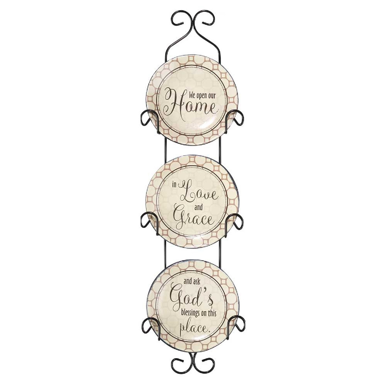 We Open our Home Ceramic Hanging Wall Plate Set of 3 - 17.75