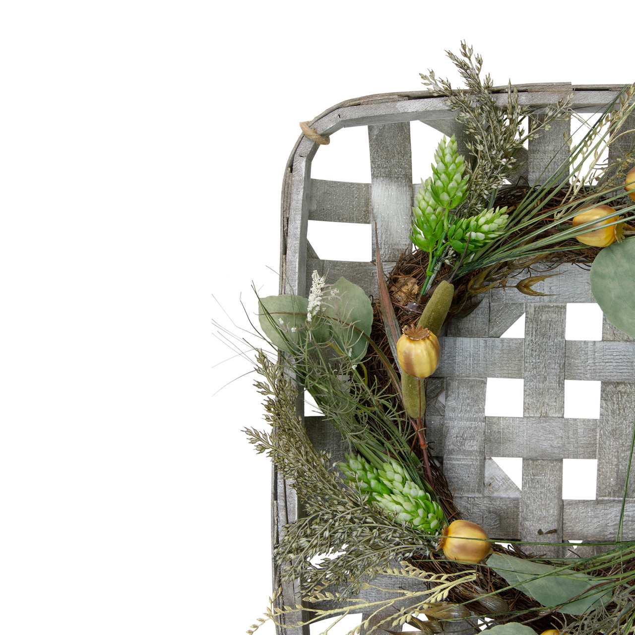 Northlight Autumn Harvest Hop and Cattail Grapevine Wreath - Thumbnail 4
