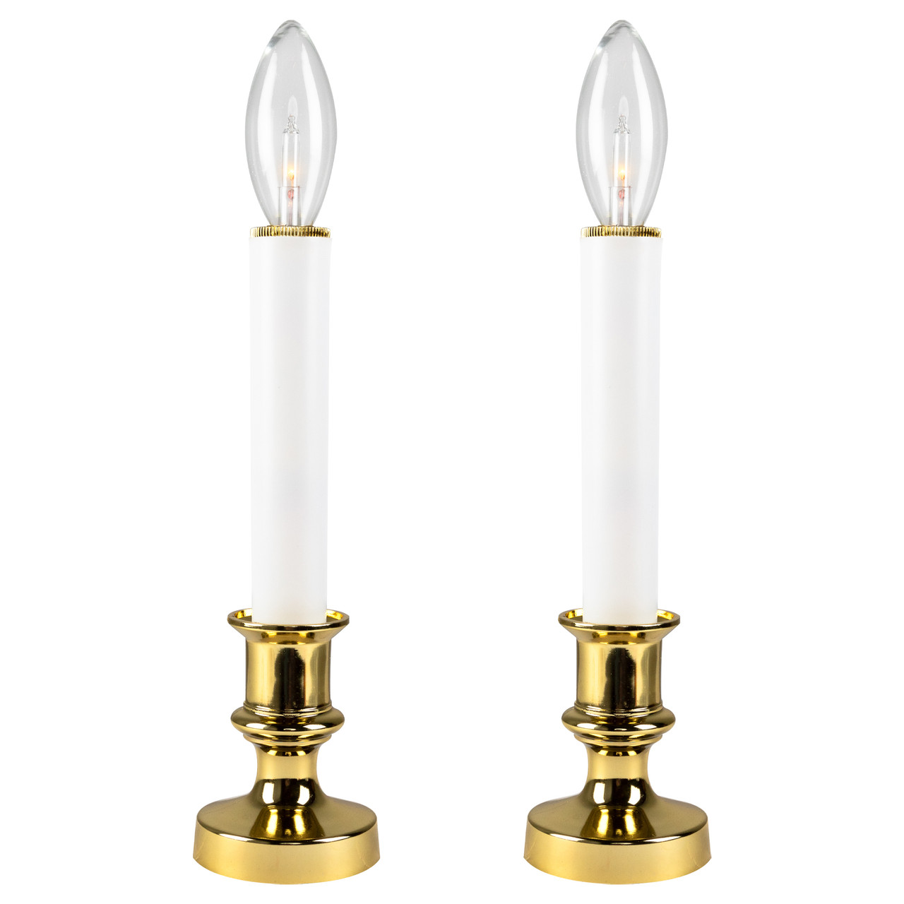 Set Of 2 White Gold Christmas Candle Lamps 9 Christmas Central