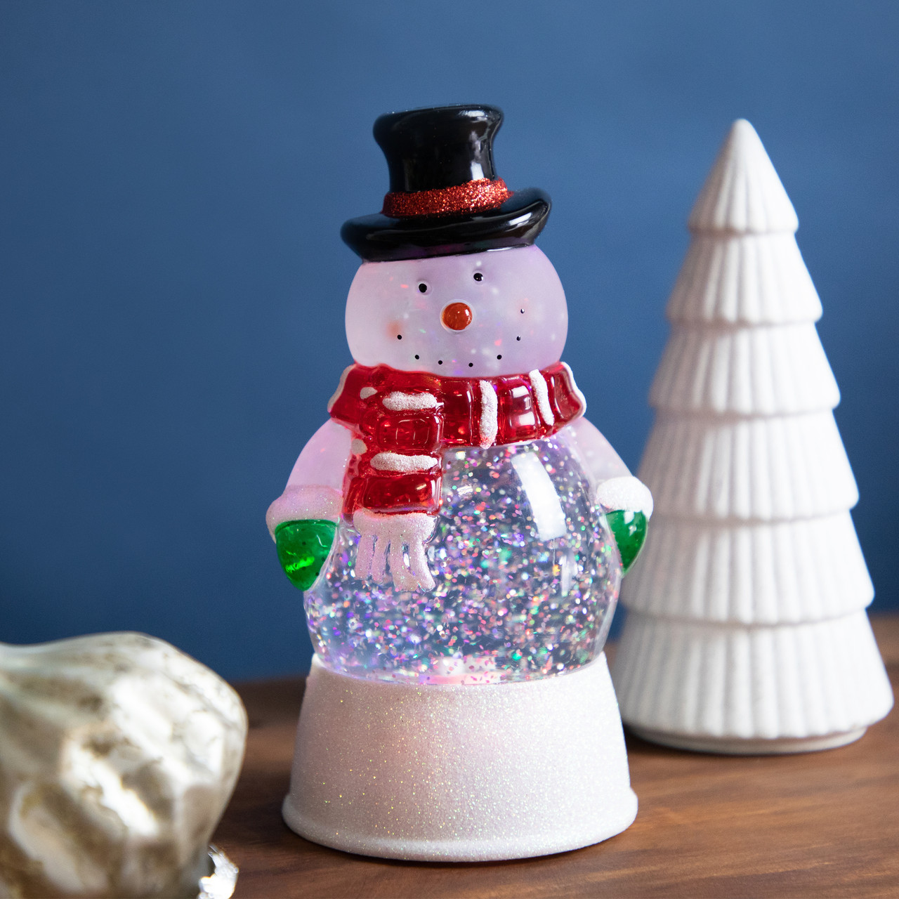 7" LED Lighted Color Changing Snowman Christmas Glittering Snow Dome