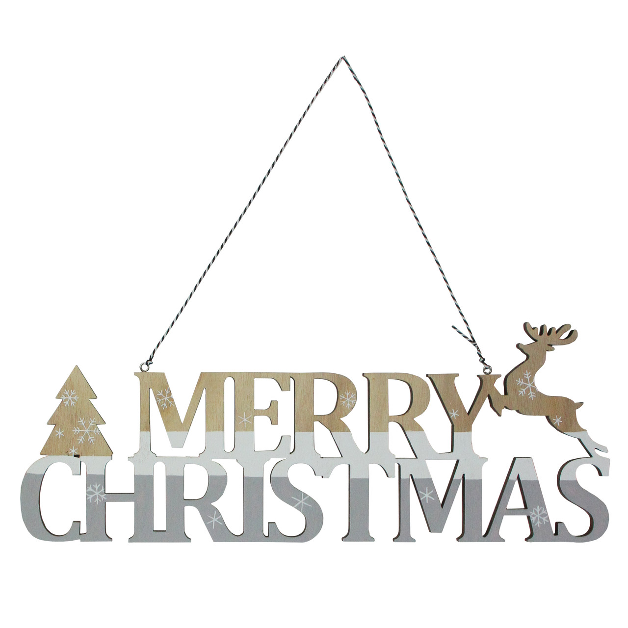 Download 15 75 Wooden Gray White Striped Merry Christmas Sign Christmas Central