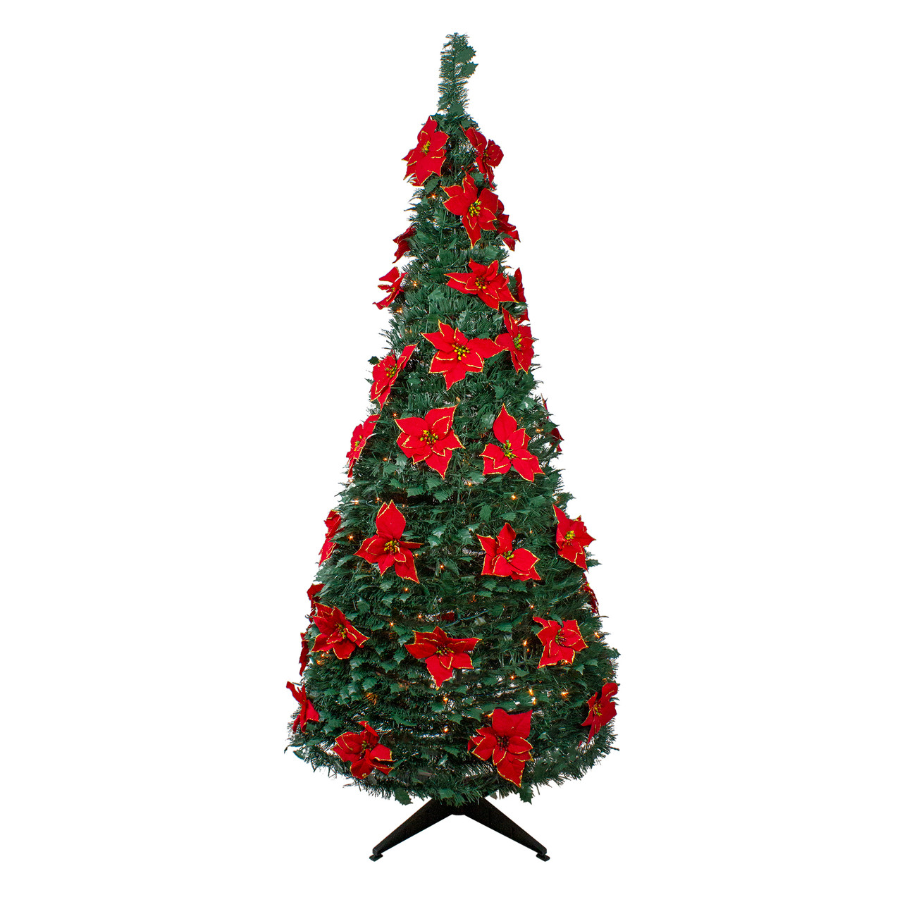 Northlight 6' Pre-Lit Poinsettia Pop-Up Artificial Christmas Tree - Clear LightsSlim