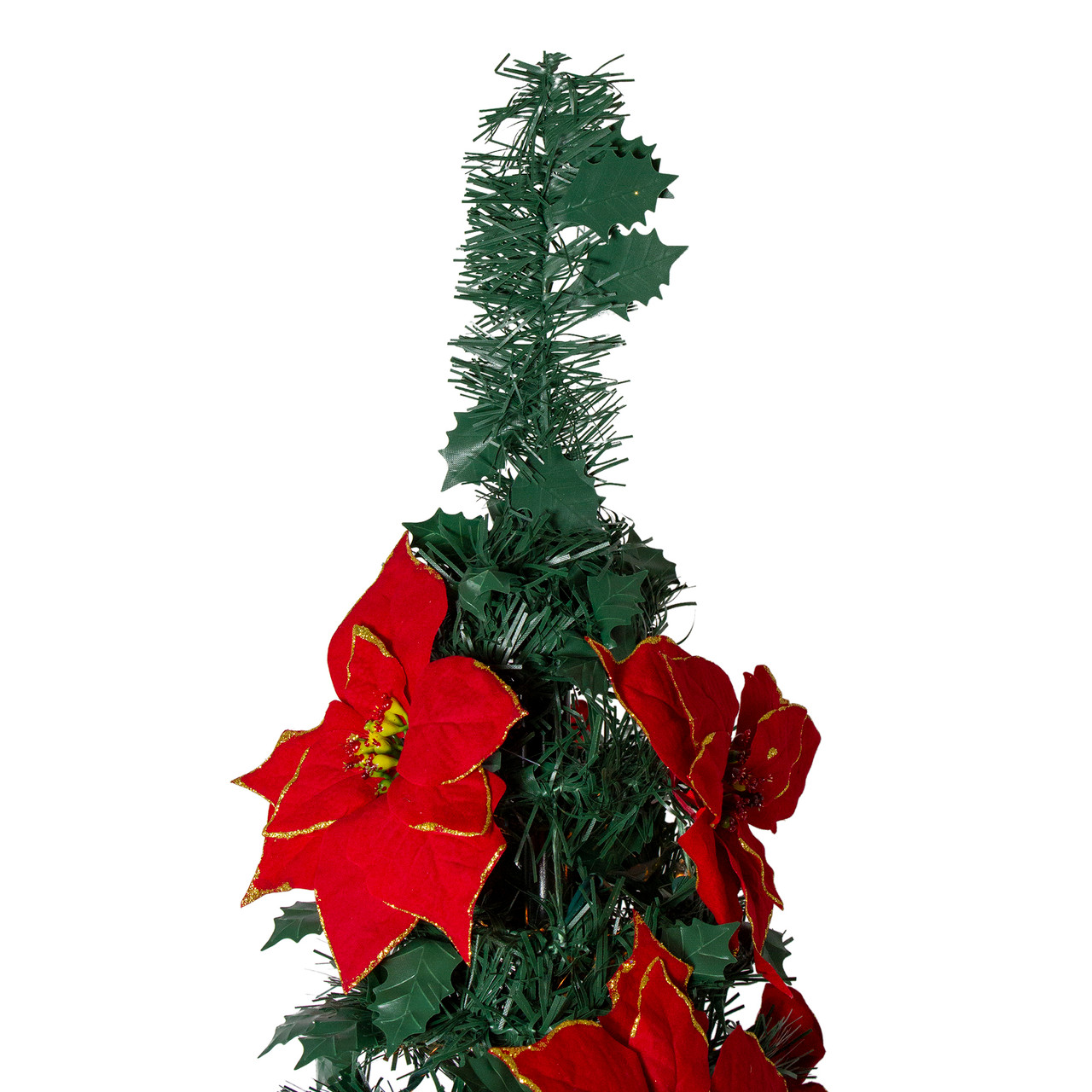 Northlight 6' Pre-Lit Poinsettia Pop-Up Artificial Christmas Tree - Clear LightsSlim - Thumbnail 4