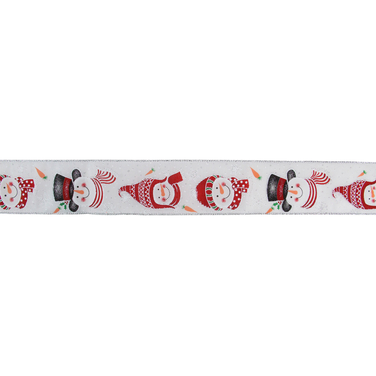 Red & White Nordic Tree Christmas Wired Craft Ribbon 2.5 x 16