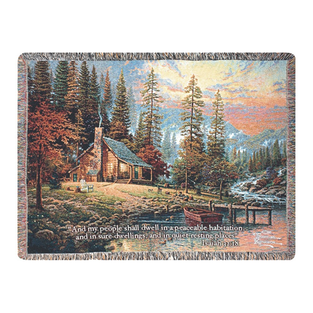 Thomas Kinkade A Peaceful Retreat Bible Verse Tapestry Throw Blanket 50 X 60 Christmas Central