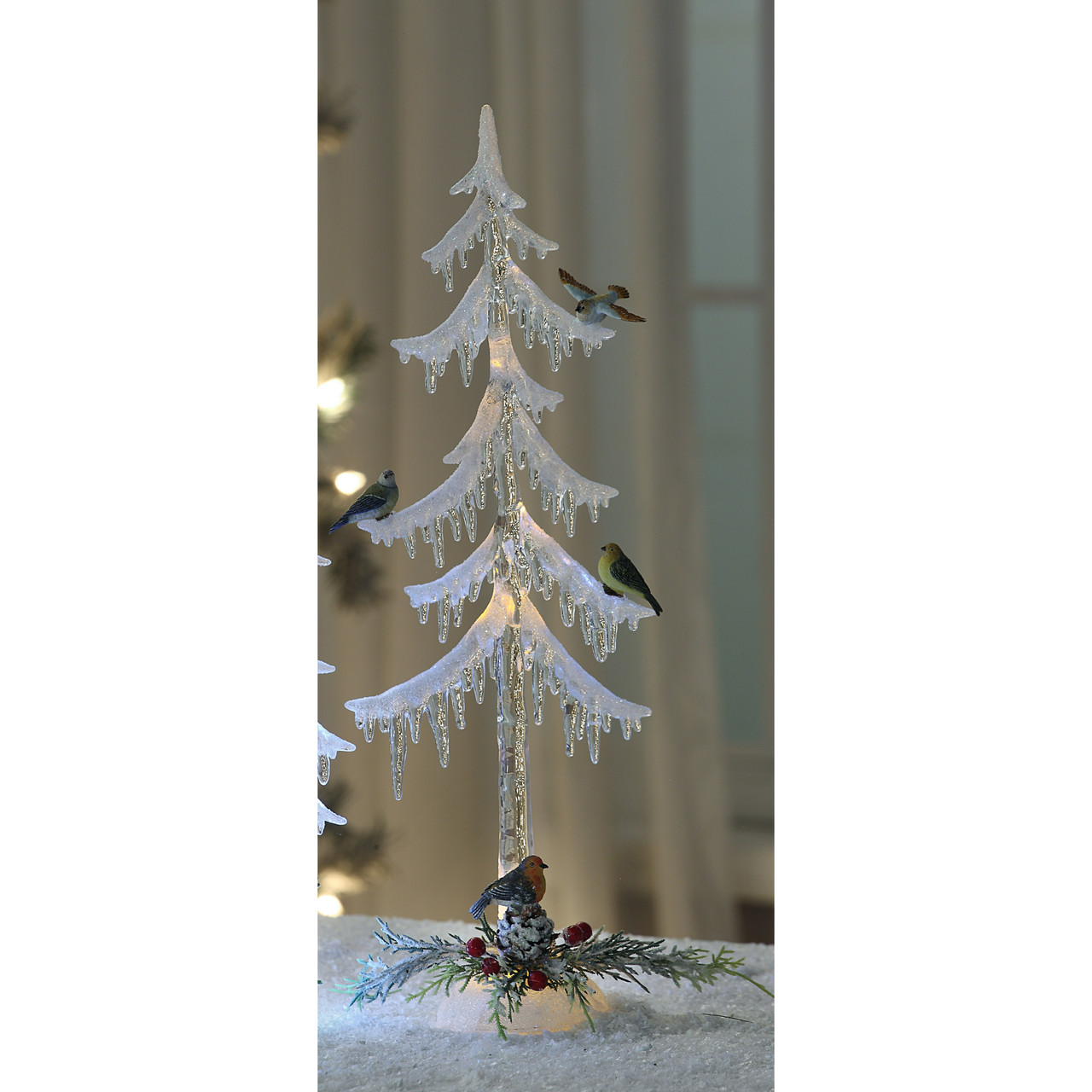 LED Lighted Icicle Tree With Birds Christmas Decoration 18 Set Of Dice 98826 02 17077.1730738513