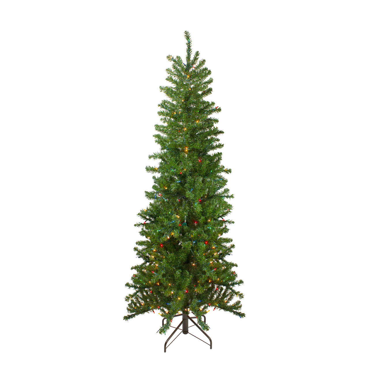 6.5' PreLit Canadian Pine Artificial Pencil Christmas Tree Multi