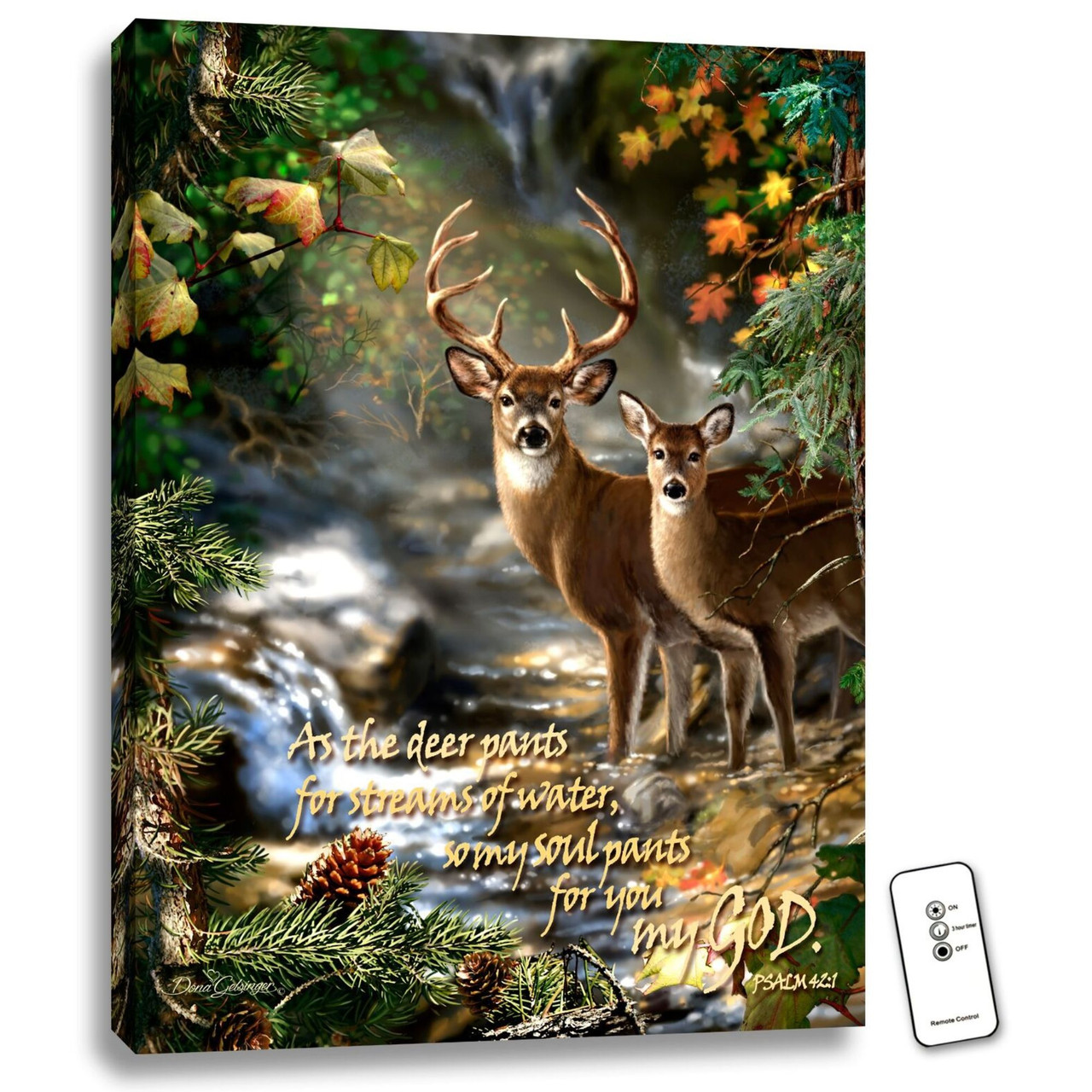 Green & Brown Deer Creek Bible Verse Led Backlit Rectangular Wall Art With  Remote Control 24" X 18" | Christmas Central