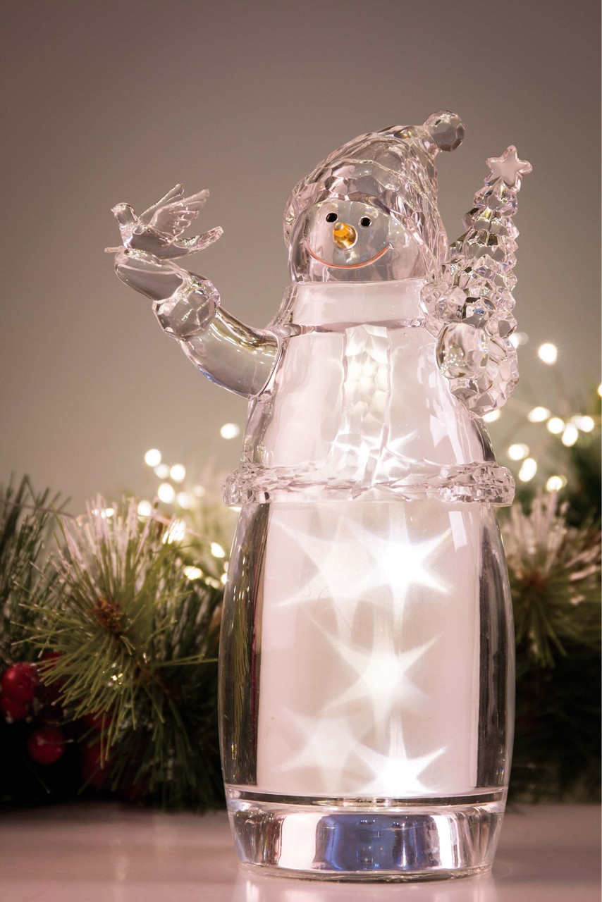 Ice Cube Lighted Snowman Decoration