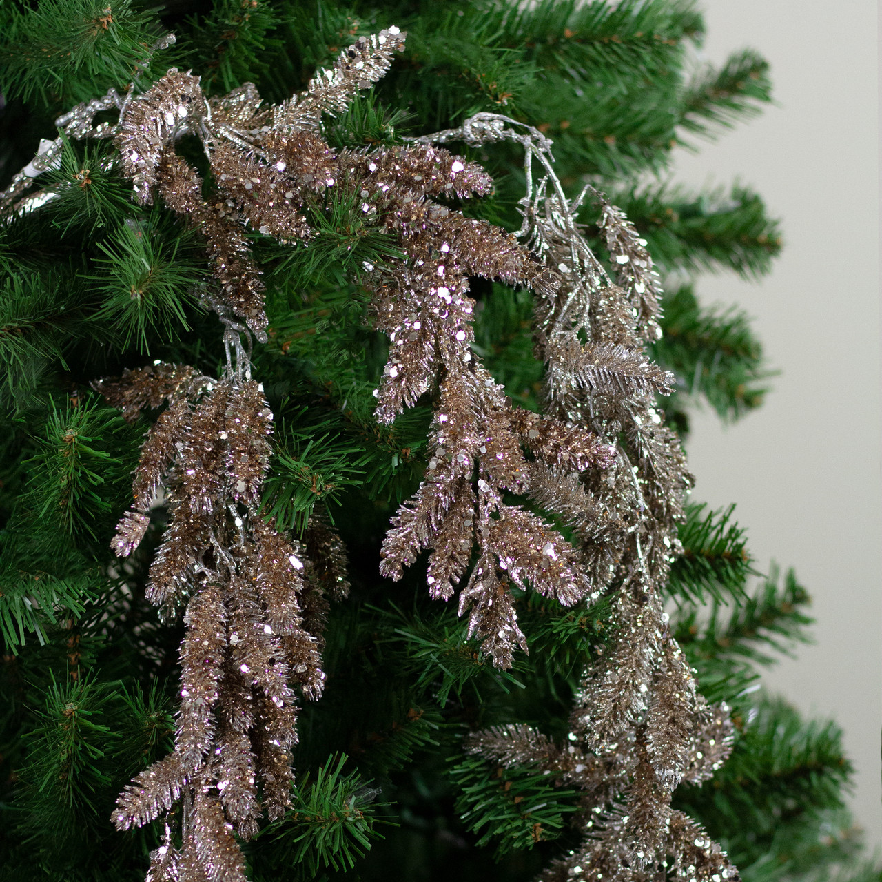 glitter pick plastic fern spray christmas