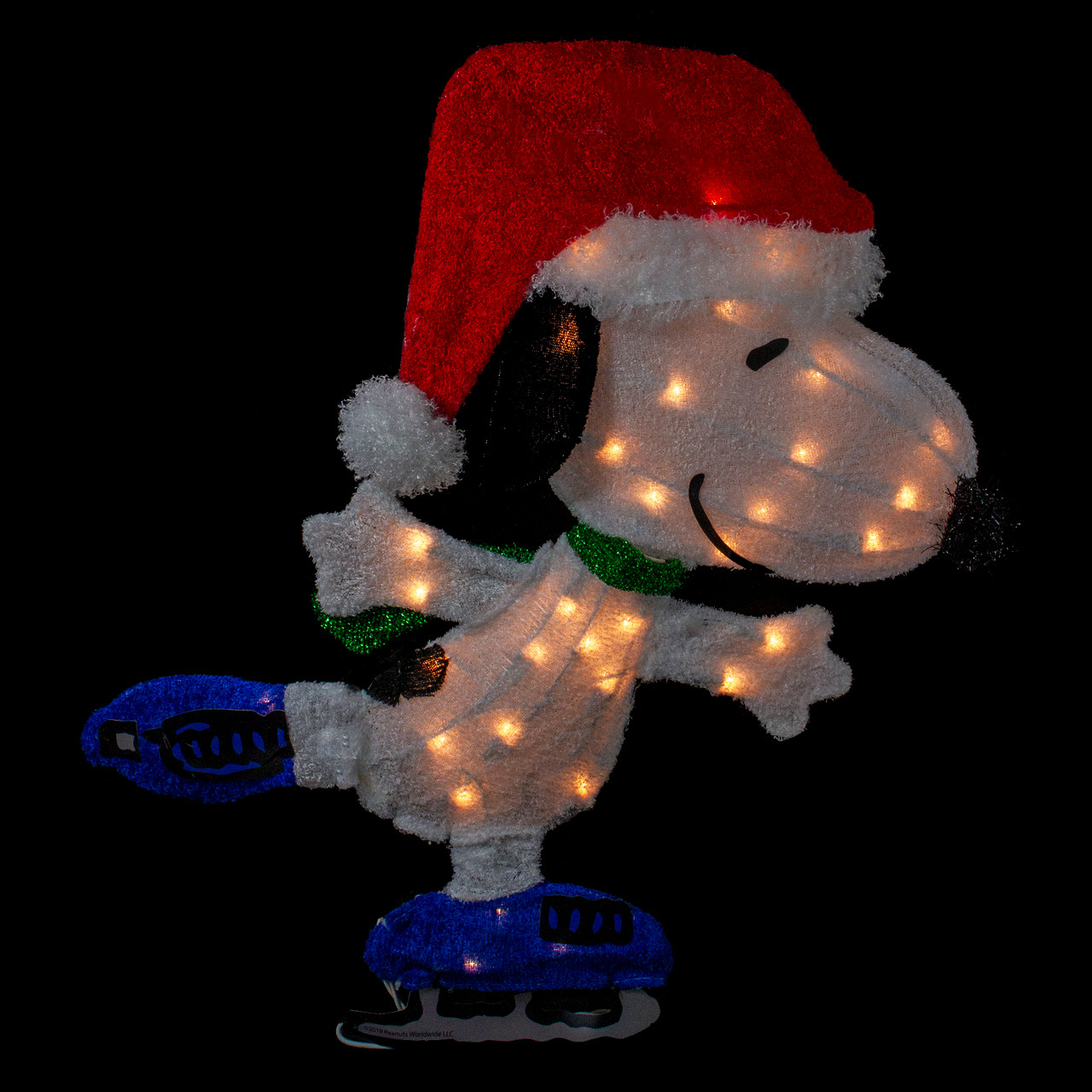 24" White & Red PreLit Skating Peanuts Snoopy Outdoor Christmas Decor