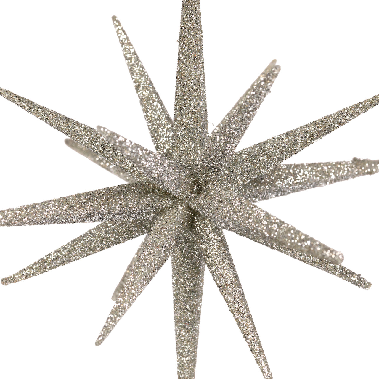 Sparkling Glitter Starburst Hanging Christmas Ornament - 6" - Silver ...