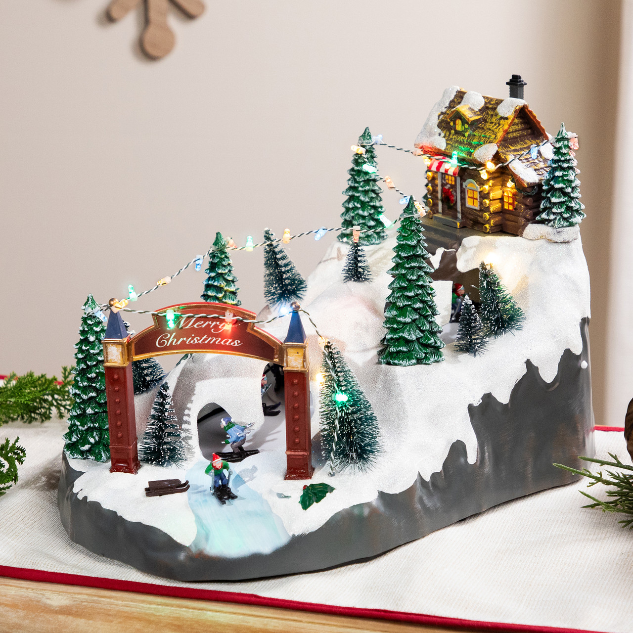 LED Lighted Winter Skiing Scene Animated Christmas Village Display - 15\, image size:1280x1280