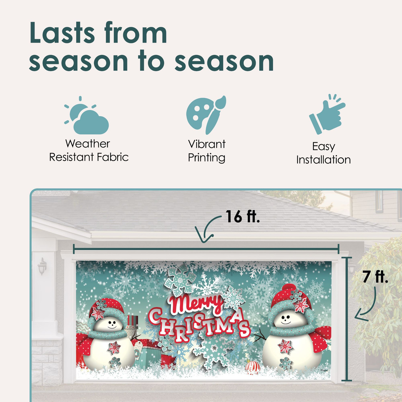 Avezano Garagentor-Banner 'Merry Christmas' Mit Schneemann – 4x1,8 M Große Weihnachtsdekoration