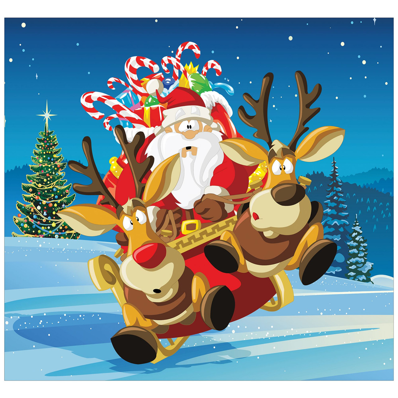 7' x 8' Red & Green Santa Take Off Split Car Garage Door Banner