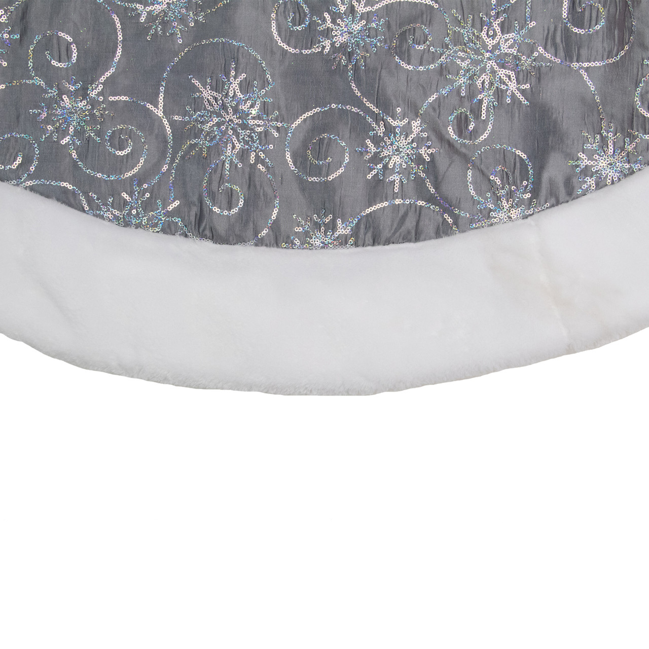 Dessous De Sapin Granville Silver White - 48" - Scène Hivernale Perlée - Neuf