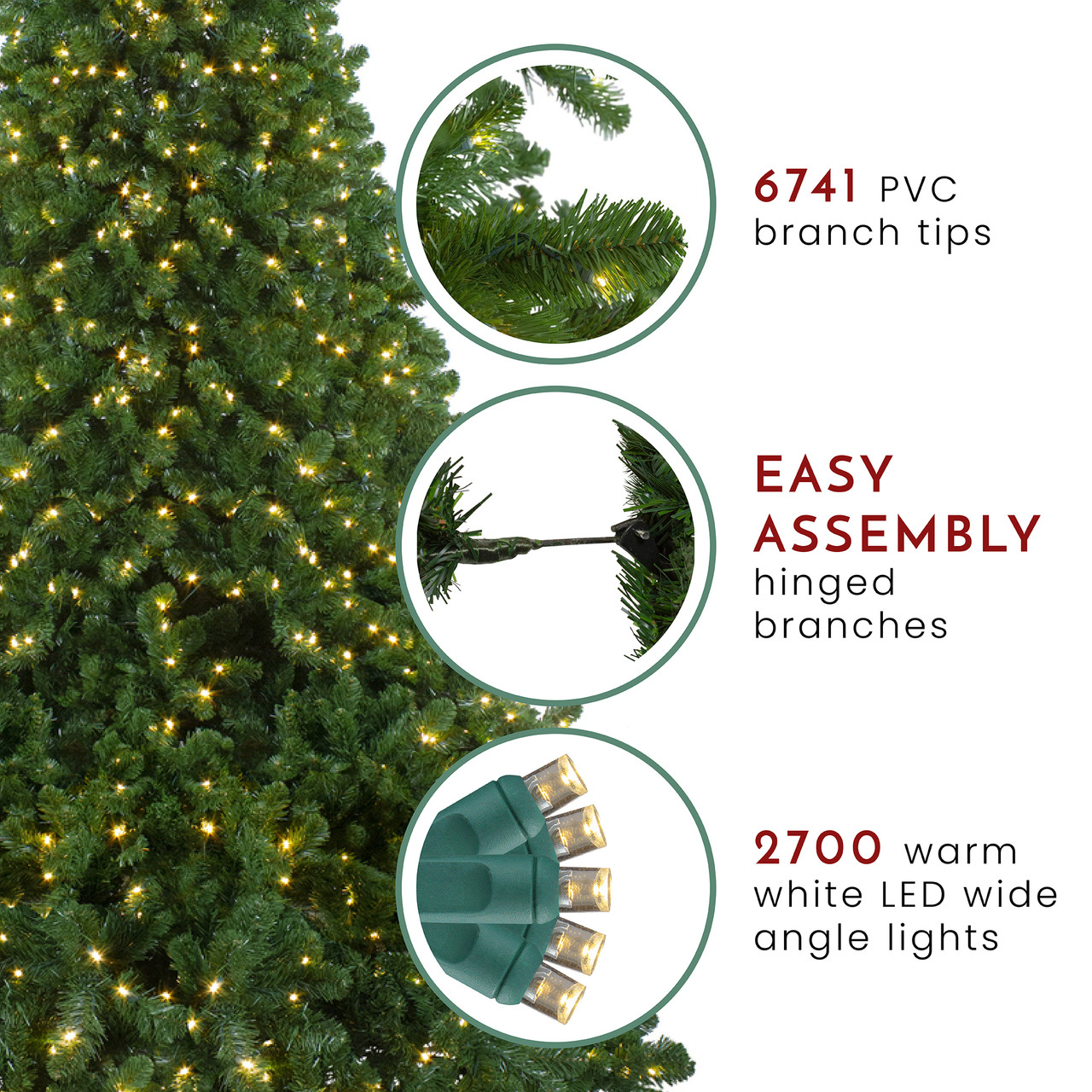 9' x 14 Olympia Pine Prelit Commercial LED Holiday Garland, 100 Warm