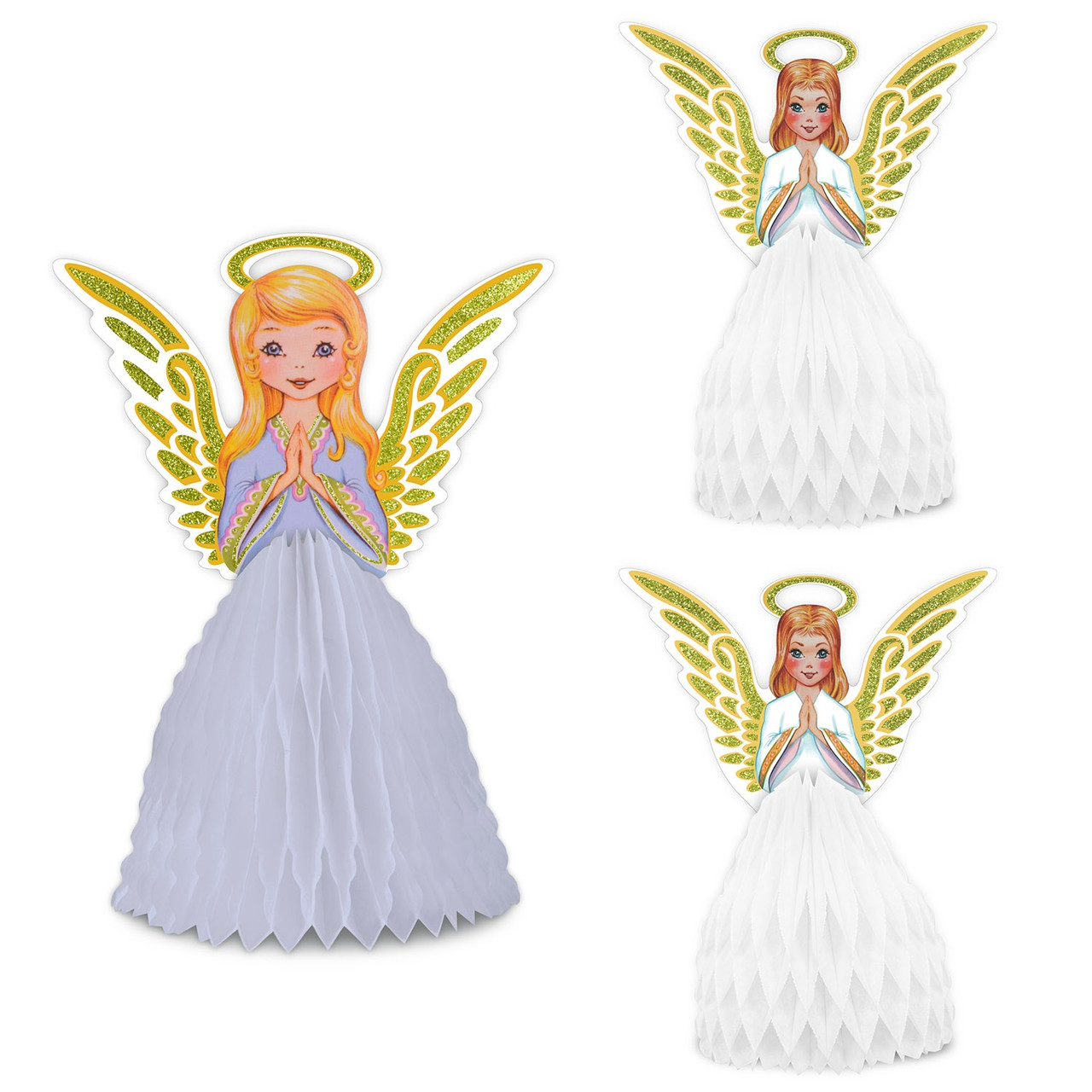 36 Counts White Purple Vintage Glittered Christmas Angel Centerpiece Set 11 5 Christmas Central