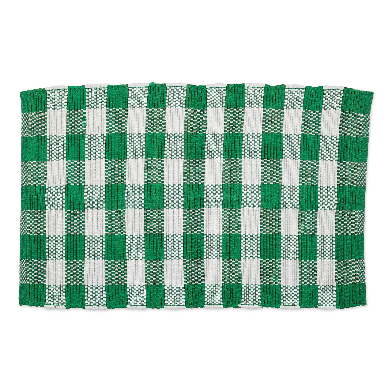 26" x 40" Buffalo Checkered Shamrock Green & White Rectangular Rag Rug ...