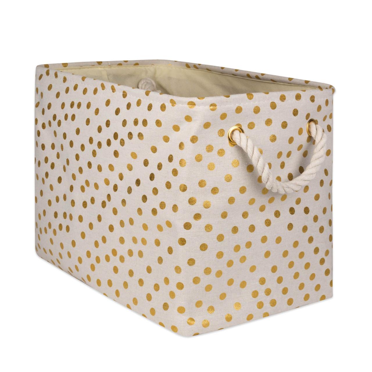 16" Chiffon White & Gold Dots Design Rectangular Medium Bin | Christmas ...