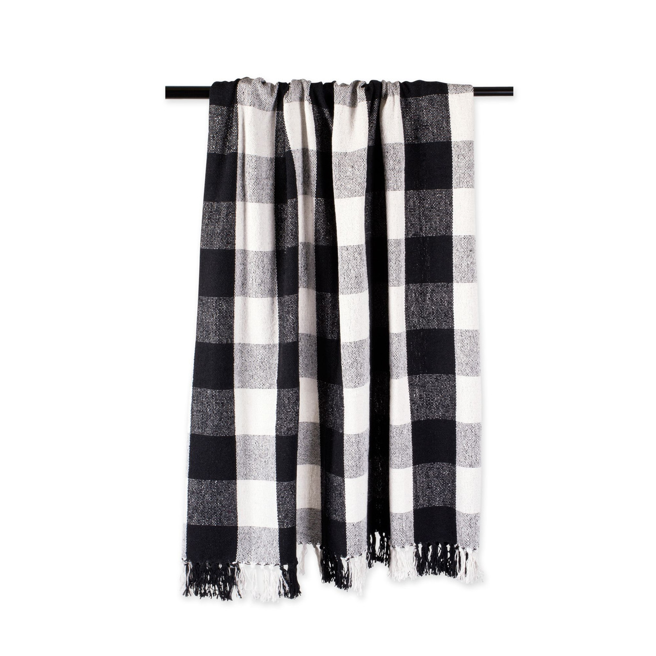 Black &amp; White Buffalo Check Fringed Throw Blanket 50" x 60" | Christmas ...